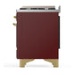 Ilve UMD40FNR3BUGLP Ilve Umd40Fnr3Buglp Majestic Iii 40 Inch Dual Fuel Range With 6 Burners And Griddle, Dual Function Burner Up To 25,000 Btu (Liquid Propane, Triple Glass Door, Burgundy, Brass)