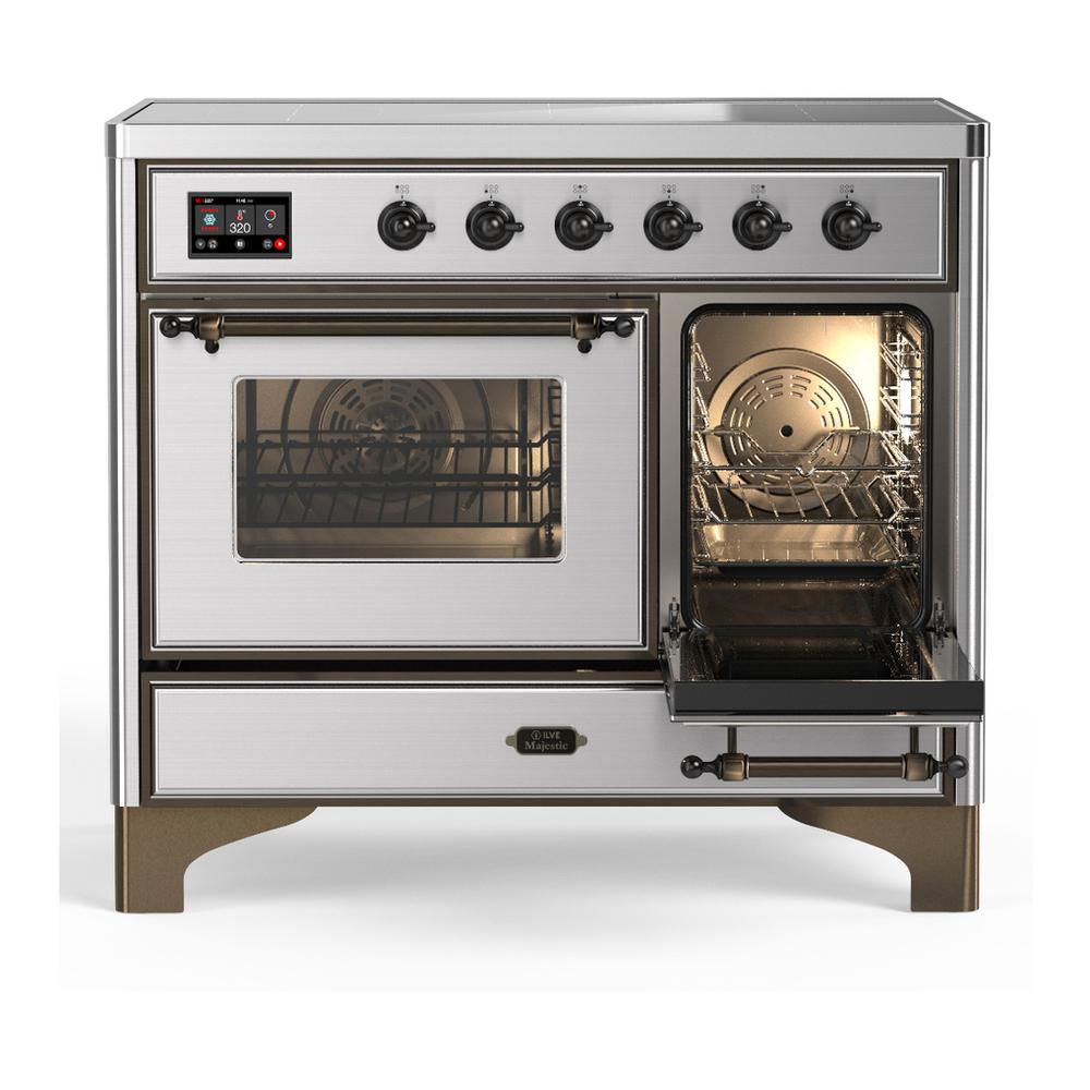 Ilve UMDIB40NR3SSB Ilve Umdib40Nr3Ssb Majestic Iii 40 Inch Induction Range With 6 Elements, 3.82 Cu. Ft. Total Oven Capacity (Triple Glass Door, Stainless Steel, Burnished)