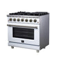 Forno FFSGS623936WHT Forno Massimo 36-Inch White Freestanding Gas Range, 6 Sealed Burners, Convection Oven, Energy Efficient