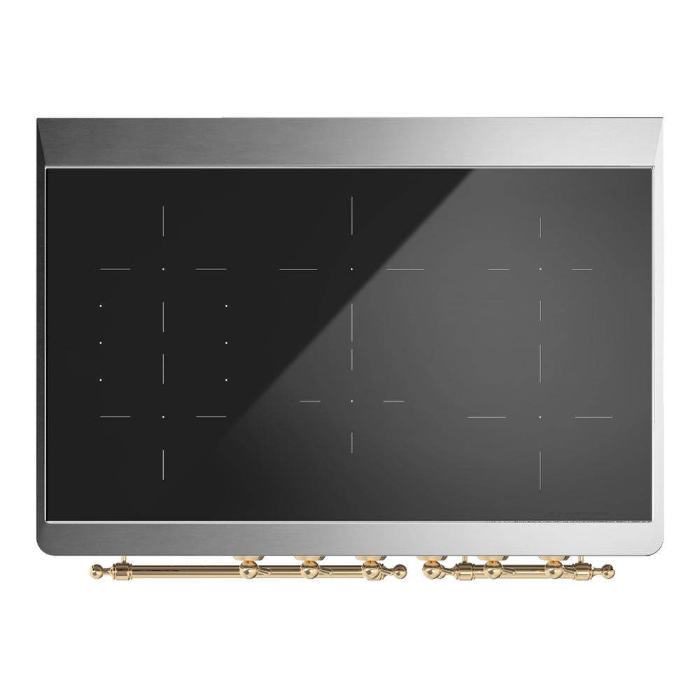 Ilve UMDIB40NR3MBG Ilve Umdib40Nr3Mbg Majestic Iii 40 Inch Induction Range With 6 Elements, 3.82 Cu. Ft. Total Oven Capacity (Triple Glass Door, Midnight Blue, Brass)