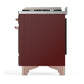 Ilve UM48FQNR3BUPLP Ilve Um48Fqnr3Buplp Majestic Iii 48 Inch Dual Fuel Range With 8 Burners And Griddle, Dual Function Burner Up To 25,000 Btu (Liquid Propane, Solid Door, Burgundy, Copper)