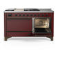 Ilve UM60FSQNR3BUBLP Ilve Um60Fsqnr3Bublp Majestic Iii 60 Inch Dual Fuel Range With 7 Burners, Griddle And French Top, Dual Function Burner With Up To 25,000 Btu (Liquid Propane, Solid Door, Burgundy, Burnished)