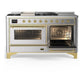 Ilve UM60FSNR3SSGLP Ilve Um60Fsnr3Ssglp Majestic Iii 60 Inch Dual Fuel Range With 7 Burners, Griddle And French Top, Dual Function Burner With Up To 25,000 Btu (Liquid Propane, Triple Glass Door, Stainless Steel, Brass)