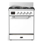 Ilve UM30QNR3WHCLP Ilve Um30Qnr3Whclp Majestic Iii 30 Inch Dual Fuel Range With 5 Black Brass Burners, Dual Function Burner Up To 25,000 Btu (Liquid Propane, Solid Door, White, Chrome)