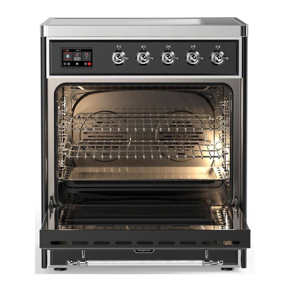 Ilve UMIB30NR3MGC Ilve Umib30Nr3Mgc Majestic Iii 30 Inch Induction Range With 4 Elements, 4 Cu. Ft. Oven Capacity (Triple Glass Door, Graphite Matte, Chrome)