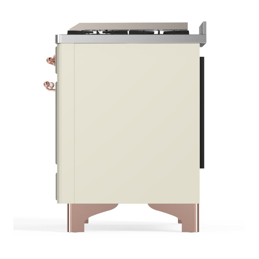 Ilve UM60FSQNR3AWP Ilve Um60Fsqnr3Awp Majestic Iii 60 Inch Dual Fuel Range With 7 Burners, Griddle And French Top, Dual Function Burner With Up To 25,000 Btu (Natural Gas, Solid Door, Antique White, Copper)