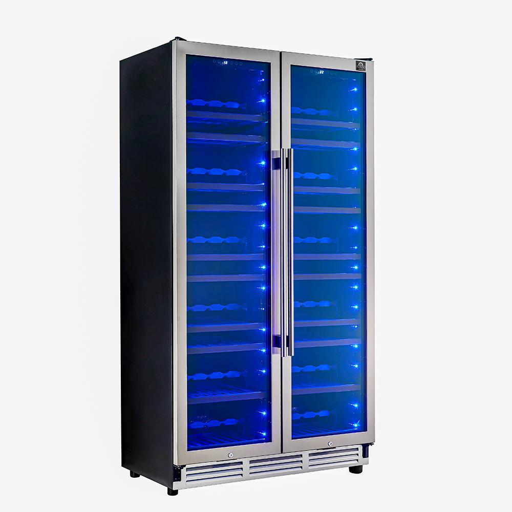 Forno FWCDR664240S Forno Vernazza 40-Inch Side-By-Side Dual Zone Wine Cellar, 25.07 Cu.Ft Capacity, Stainless Steel, Temperature Control, Uv-Protected Glass Door, Wooden Shelves