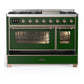 Ilve UM48FNR3EGP Ilve Um48Fnr3Egp Majestic Iii 48 Inch Dual Fuel Range With 8 Burners And Griddle, Dual Function Burner Up To 25,000 Btu (Natural Gas, Triple Glass Door, Emerald Green, Copper)