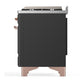 Ilve UM36FNR3MGP Ilve Um36Fnr3Mgp Majestic Iii 36 Inch Dual Fuel Range With 6 Black Brass Burners And Griddle, Dual Function Burner Up To 25,000 Btu (Triple Glass Door, Graphite Matte, Copper, Natural Gas)