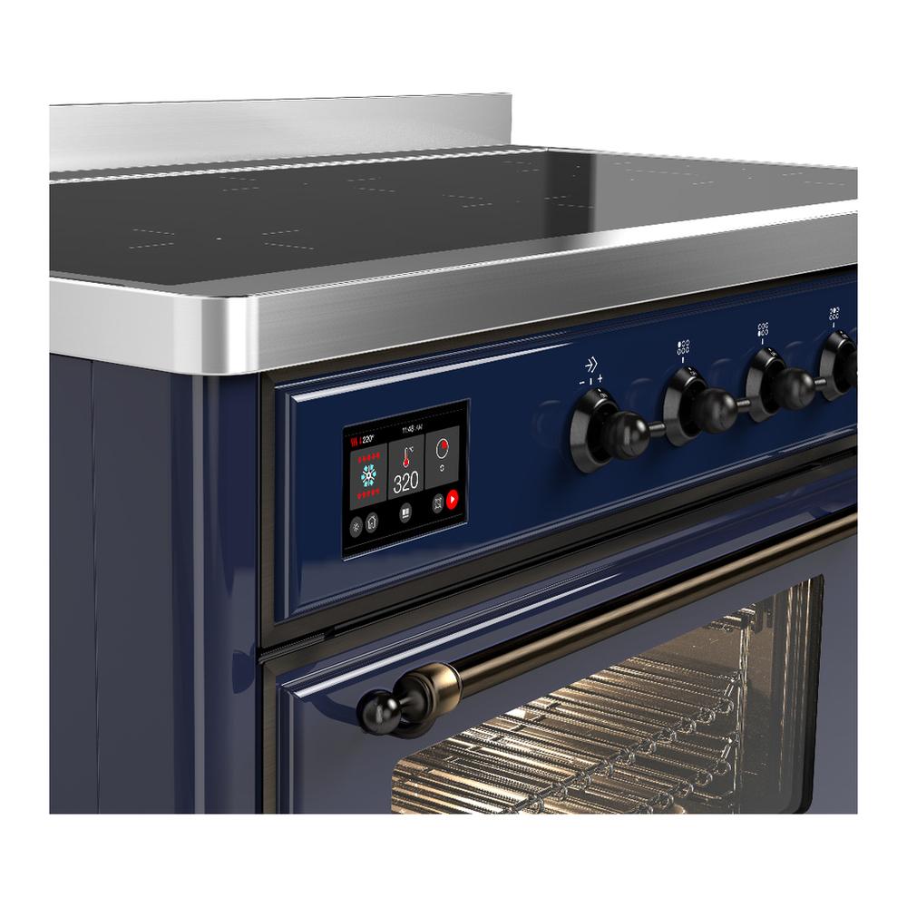Ilve UMIB48NR3MBB Ilve Umib48Nr3Mbb Majestic Iii 48 Inch Induction Range With 6 Elements, 5.02 Cu. Ft. Total Oven Capacity (Triple Glass Door, Midnight Blue, Burnished)