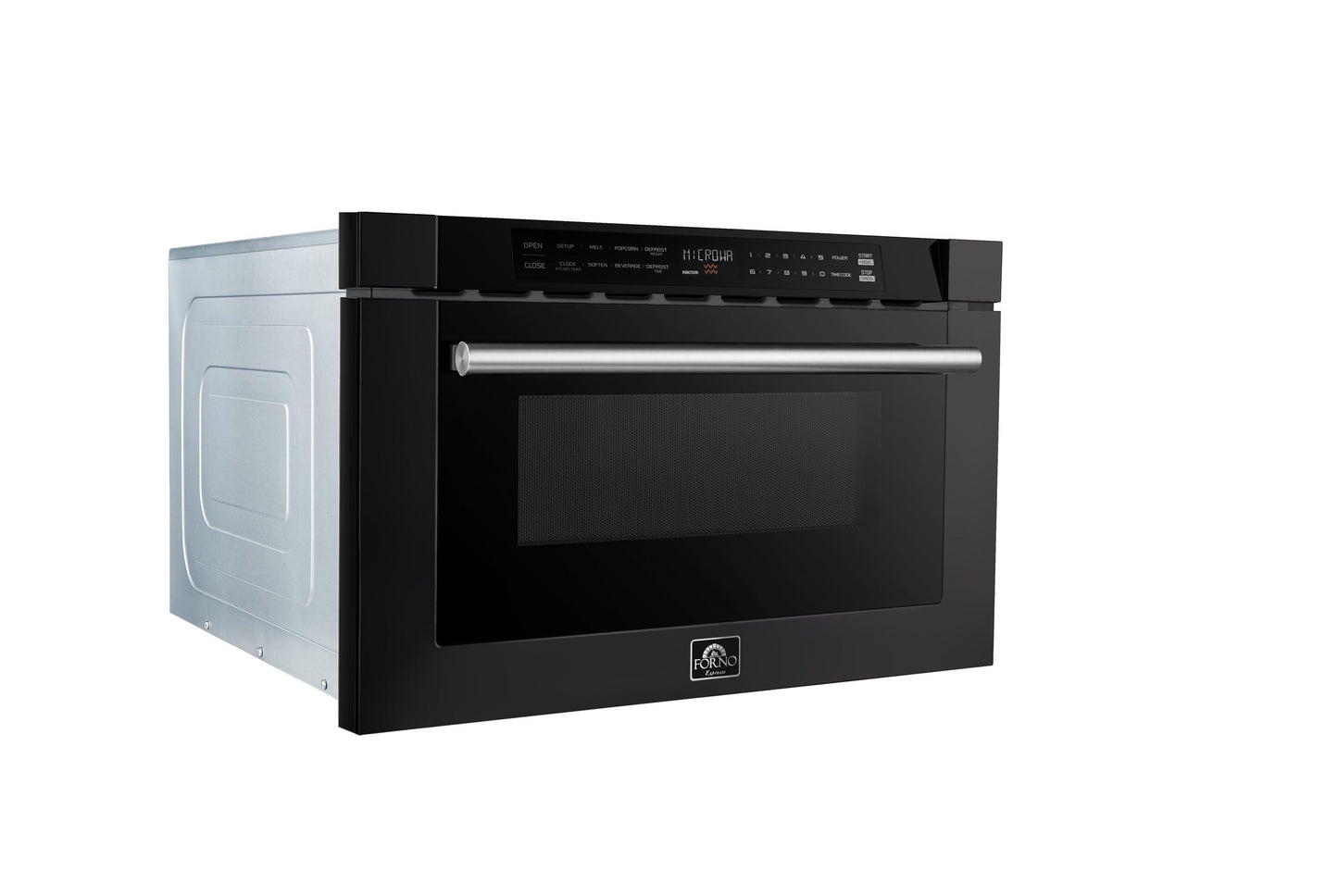 Forno FMWDR300024BLK Forno Capoliveri Espresso 24-Inch Microwave Drawer, Black, 1.2 Cu.Ft, 1500 Watts, Built-In, Touch Control Lcd Display, Auto-Touch Open/Close, 11 Power Levels, Sensor Cooking