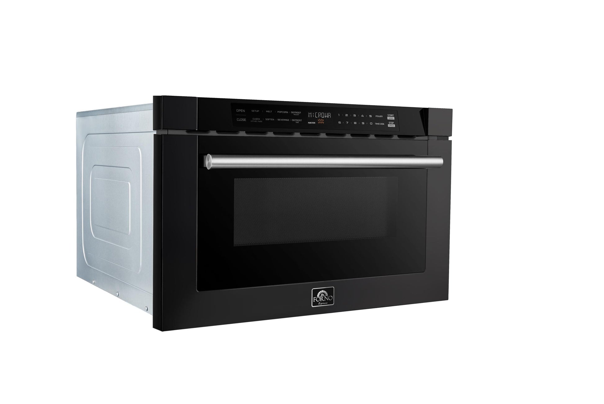 Forno FMWDR300024BLK Forno Capoliveri Espresso 24-Inch Microwave Drawer, Black, 1.2 Cu.Ft, 1500 Watts, Built-In, Touch Control Lcd Display, Auto-Touch Open/Close, 11 Power Levels, Sensor Cooking