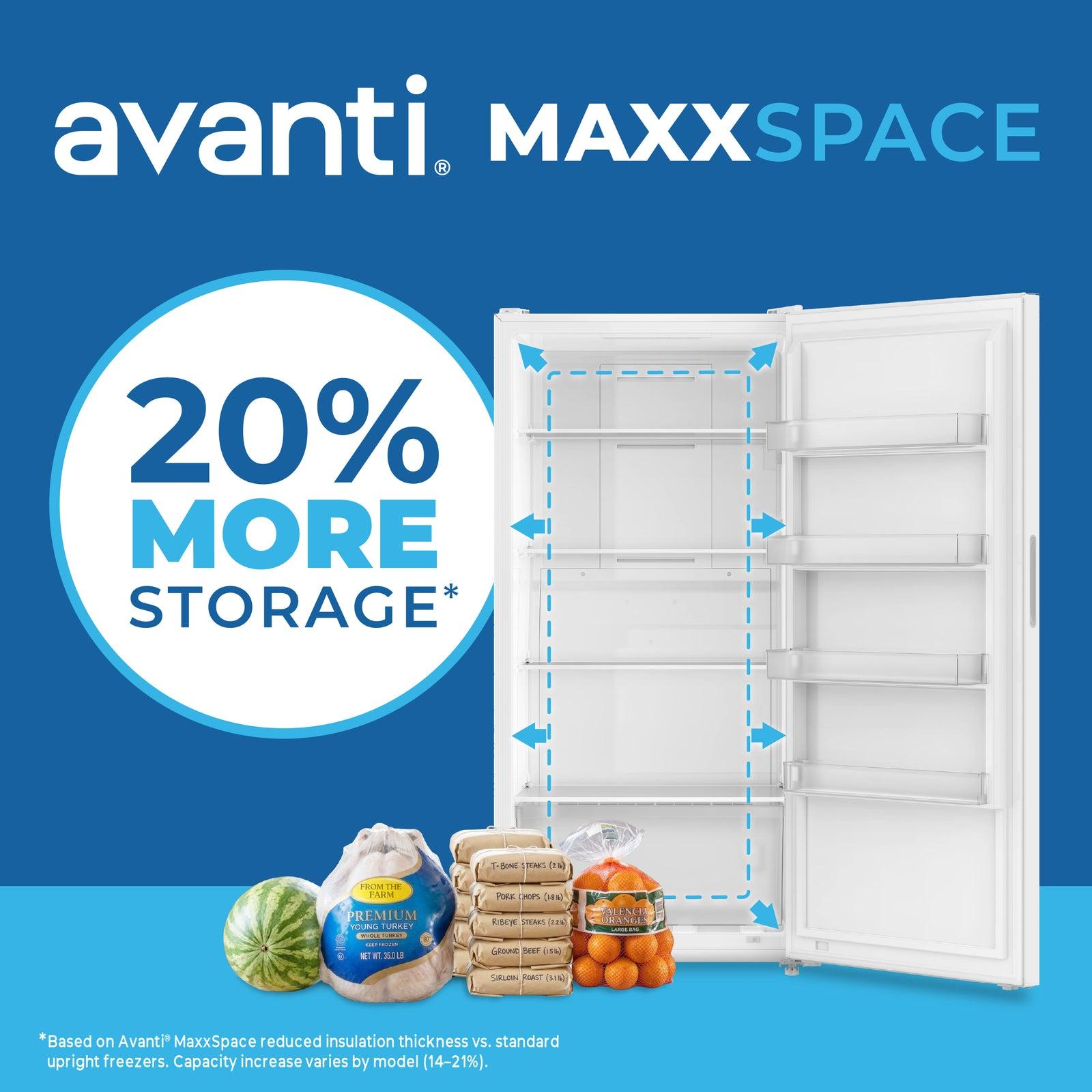 Avanti AV170VFLJM0W Avanti Maxxspace Garage-Ready 17 Cu. Ft. Convertible Upright Freezer