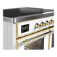 Ilve UMDIB40NR3WHG Ilve Umdib40Nr3Whg Majestic Iii 40 Inch Induction Range With 6 Elements, 3.82 Cu. Ft. Total Oven Capacity (Triple Glass Door, White, Brass)