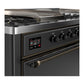 Ilve UM60FSQNR3MGB Ilve Um60Fsqnr3Mgb Majestic Iii 60 Inch Dual Fuel Range With 7 Burners, Griddle And French Top, Dual Function Burner With Up To 25,000 Btu (Natural Gas, Solid Door, Graphite Matte, Burnished)