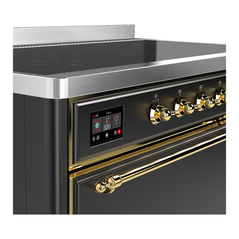 Ilve UMIB48QNR3MGG Ilve Umib48Qnr3Mgg Majestic Iii 48 Inch Induction Range With 6 Elements, 5.02 Cu. Ft. Total Oven Capacity (Solid Door, Graphite Matte, Brass)