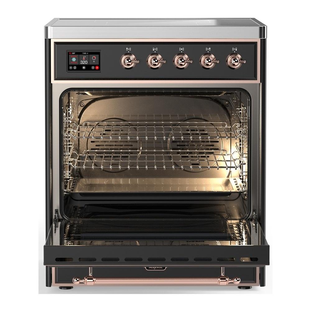 Ilve UMIB30NR3MGP Ilve Umib30Nr3Mgp Majestic Iii 30 Inch Induction Range With 4 Elements, 4 Cu. Ft. Oven Capacity (Triple Glass Door, Graphite Matte, Copper)
