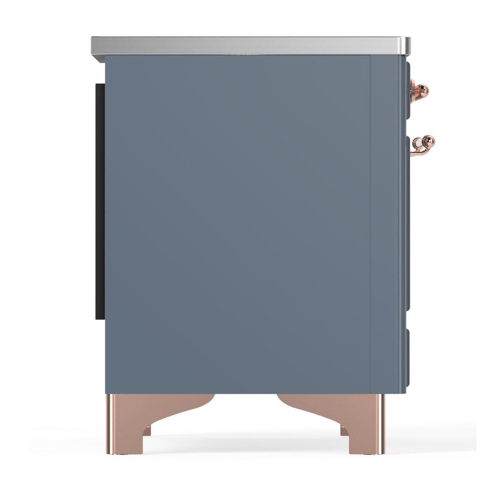 Ilve UMIB36QNR3BGP Ilve Umib36Qnr3Bgp Majestic Iii 36 Inch Induction Range With 6 Elements, 3.5 Cu. Ft. Total Oven Capacity (Solid Door, Blue Grey, Copper)