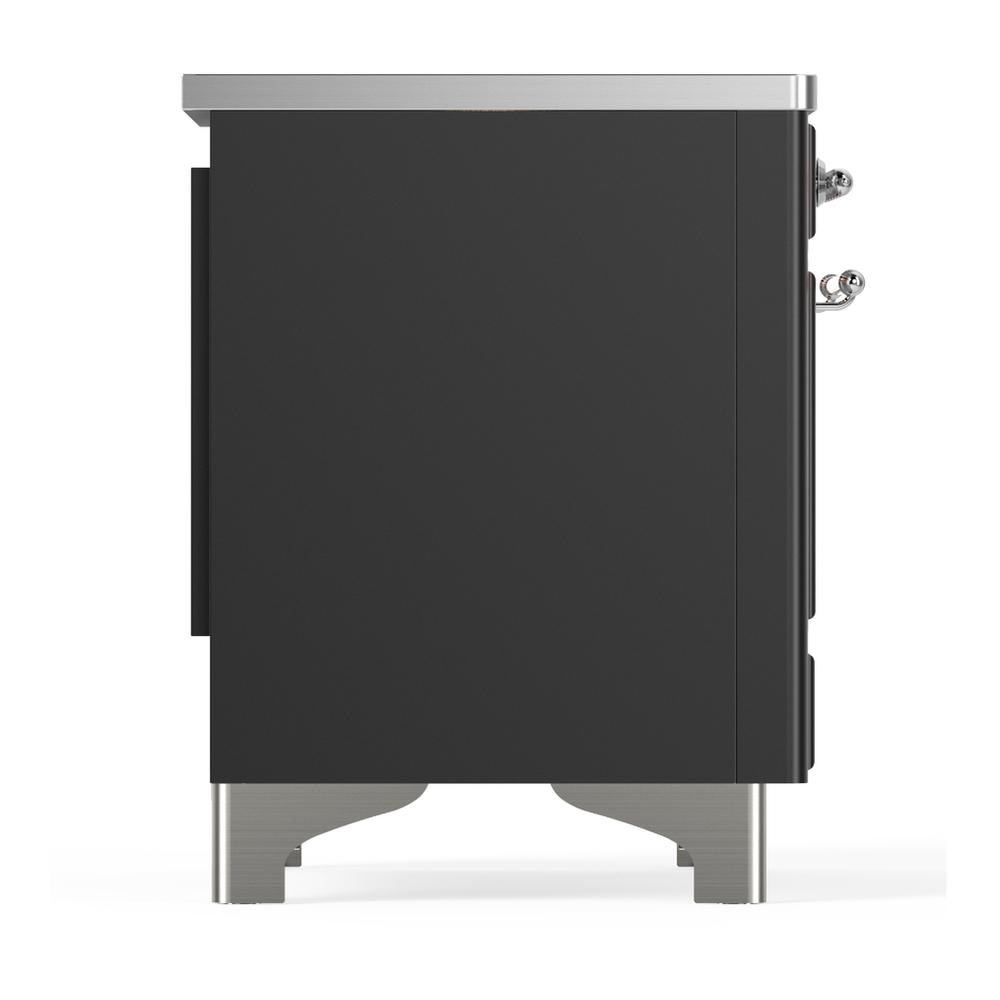 Ilve UMDIB40QNR3MGC Ilve Umdib40Qnr3Mgc Majestic Iii 40 Inch Induction Range With 6 Elements, 3.82 Cu. Ft. Total Oven Capacity (Solid Door, Graphite Matte, Chrome)