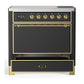 Ilve UMIB36QNR3MGG Ilve Umib36Qnr3Mgg Majestic Iii 36 Inch Induction Range With 6 Elements, 3.5 Cu. Ft. Total Oven Capacity (Solid Door, Graphite Matte, Brass)