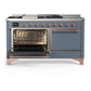 Ilve UM60FSQNR3BGP Ilve Um60Fsqnr3Bgp Majestic Iii 60 Inch Dual Fuel Range With 7 Burners, Griddle And French Top, Dual Function Burner With Up To 25,000 Btu (Natural Gas, Solid Door, Blue Grey, Copper)