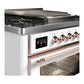 Ilve UM36FNR3WHP Ilve Um36Fnr3Whp Majestic Iii 36 Inch Dual Fuel Range With 6 Black Brass Burners And Griddle, Dual Function Burner Up To 25,000 Btu (Triple Glass Door, White, Copper, Natural Gas)