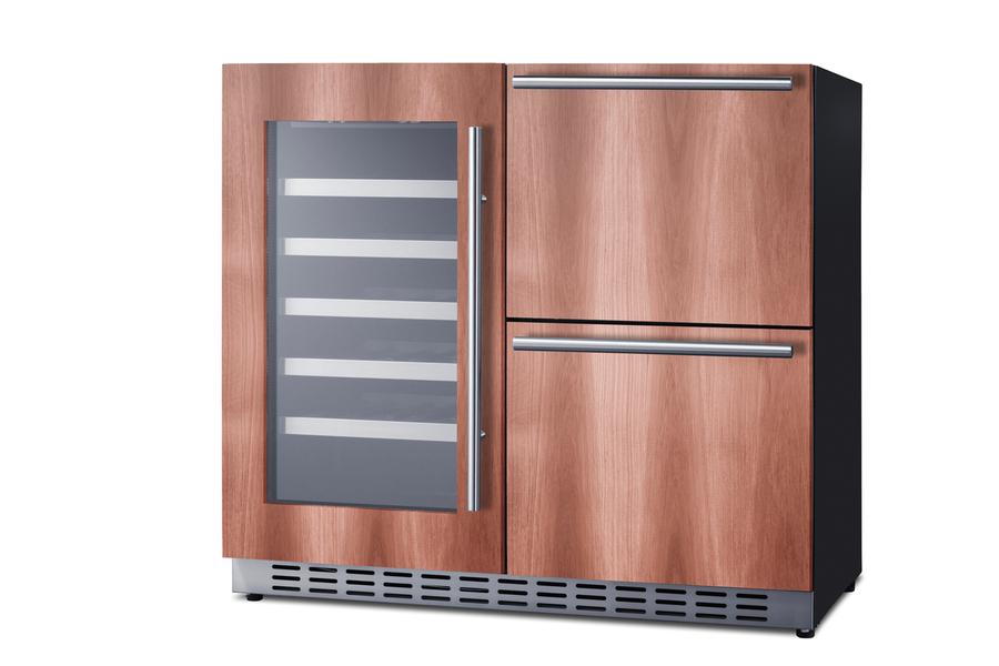 Summit ADRWC36PNR 36" Wide Combination Wine Cellar & 2-Drawer Refrigerator , Ada Compliant (Panel Not Included)