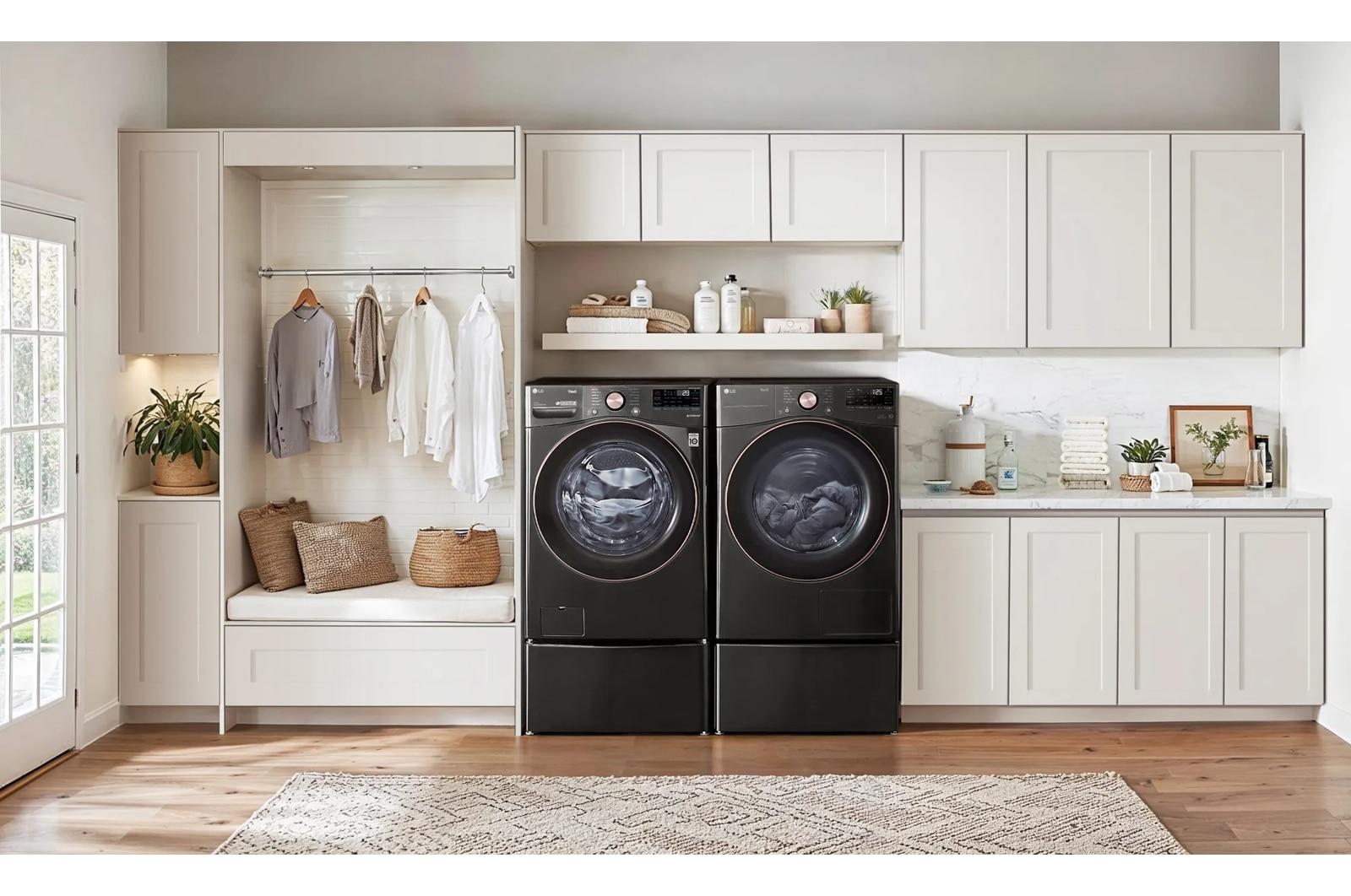 Lg DLHC4002B 7.4 Cu. Ft. Ultra Large Capacity Heat Pump Ventless Dryer, Wi-Fi Connectivity Black Steel