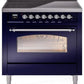 Ilve UPI366NMPMBC Nostalgie Ii 36 Inch Electric Freestanding Range In Blue With Chrome Trim