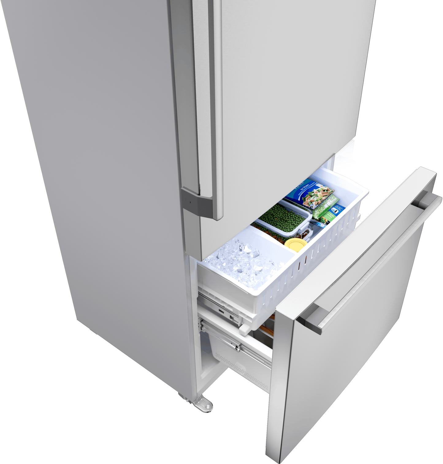 Bosch B33CM10SNS 100 Series, Free-Standing Fridge-Freezer With Freezer At Bottom, Brushed Steel (With Anti-Fingerprint), Total No Frost