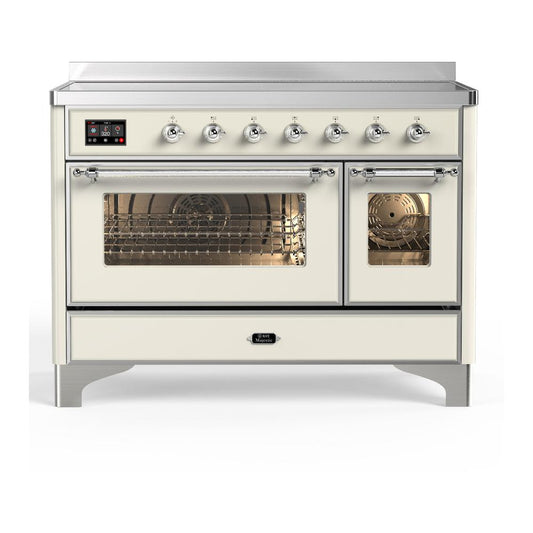 Ilve UMIB48NR3AWC Ilve Umib48Nr3Awc Majestic Iii 48 Inch Induction Range With 6 Elements, 5.02 Cu. Ft. Total Oven Capacity (Triple Glass Door, Antique White, Chrome)