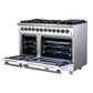 Forno FFSGS612548WHT Forno Massimo 48 Inch Freestanding Dual Fuel Range In White With Antique Brass Accessories, 8 Burners, 6.58 Cu. Ft. Convection Oven