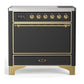 Ilve UMIB36QNR3MGG Ilve Umib36Qnr3Mgg Majestic Iii 36 Inch Induction Range With 6 Elements, 3.5 Cu. Ft. Total Oven Capacity (Solid Door, Graphite Matte, Brass)