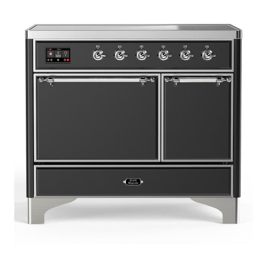 Ilve UMDIB40QNR3MGC Ilve Umdib40Qnr3Mgc Majestic Iii 40 Inch Induction Range With 6 Elements, 3.82 Cu. Ft. Total Oven Capacity (Solid Door, Graphite Matte, Chrome)