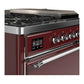 Ilve UM48FSQNR3BUC Ilve Um48Fsqnr3Buc Majestic Iii 48 Inch Dual Fuel Range With 5 Black Brass Burners, Griddle And French Top, Dual Function Burner Up To 25,000 Btu (Natural Gas, Solid Door, Burgundy, Chrome)