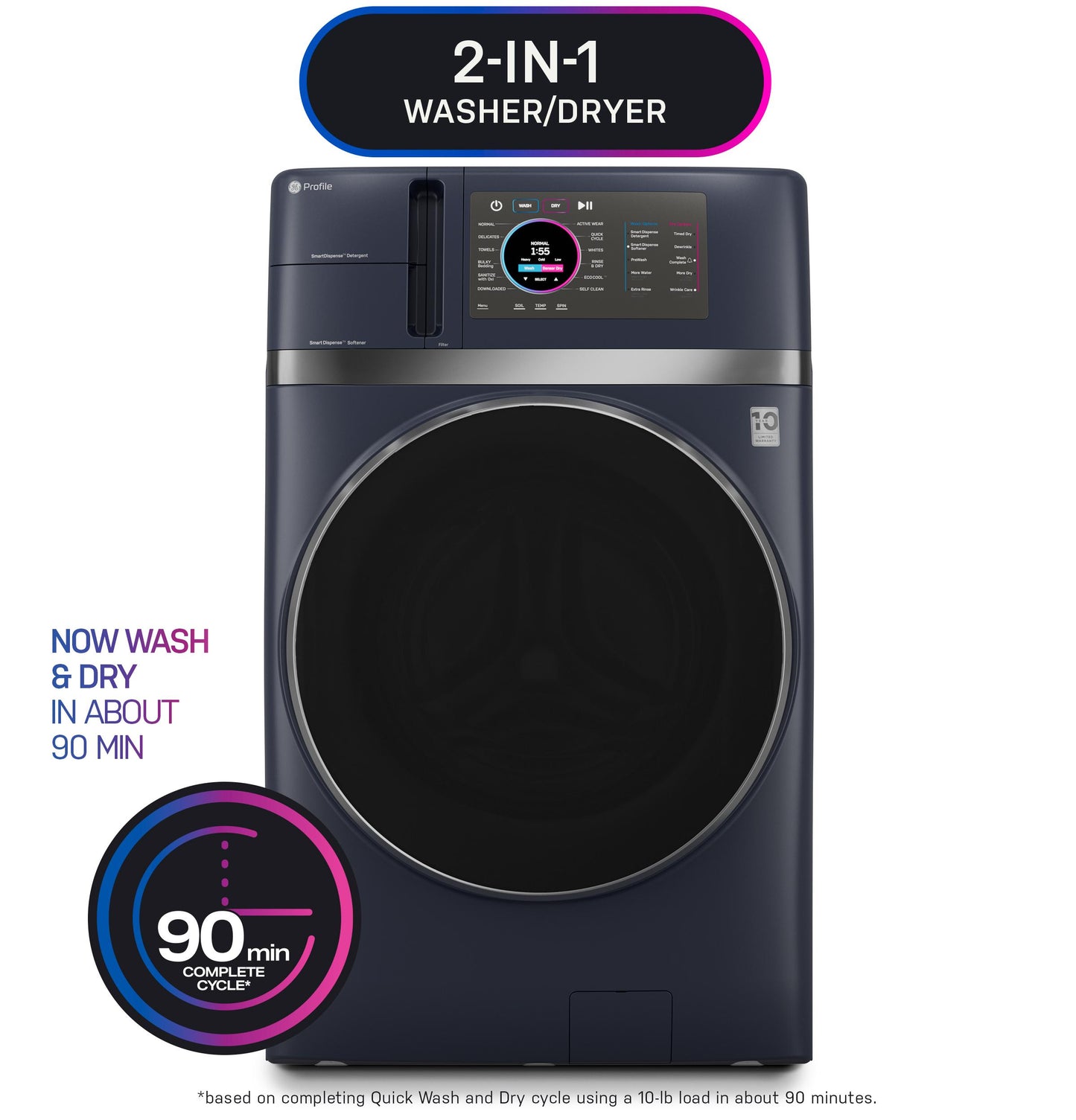 Ge Appliances PFQ97HSPVRS Ge Profile™ Energy Star® 4.8 Cu. Ft. Capacity Ultrafast Combo With Ventless Inverter Heat Pump Technology Washer/Dryer