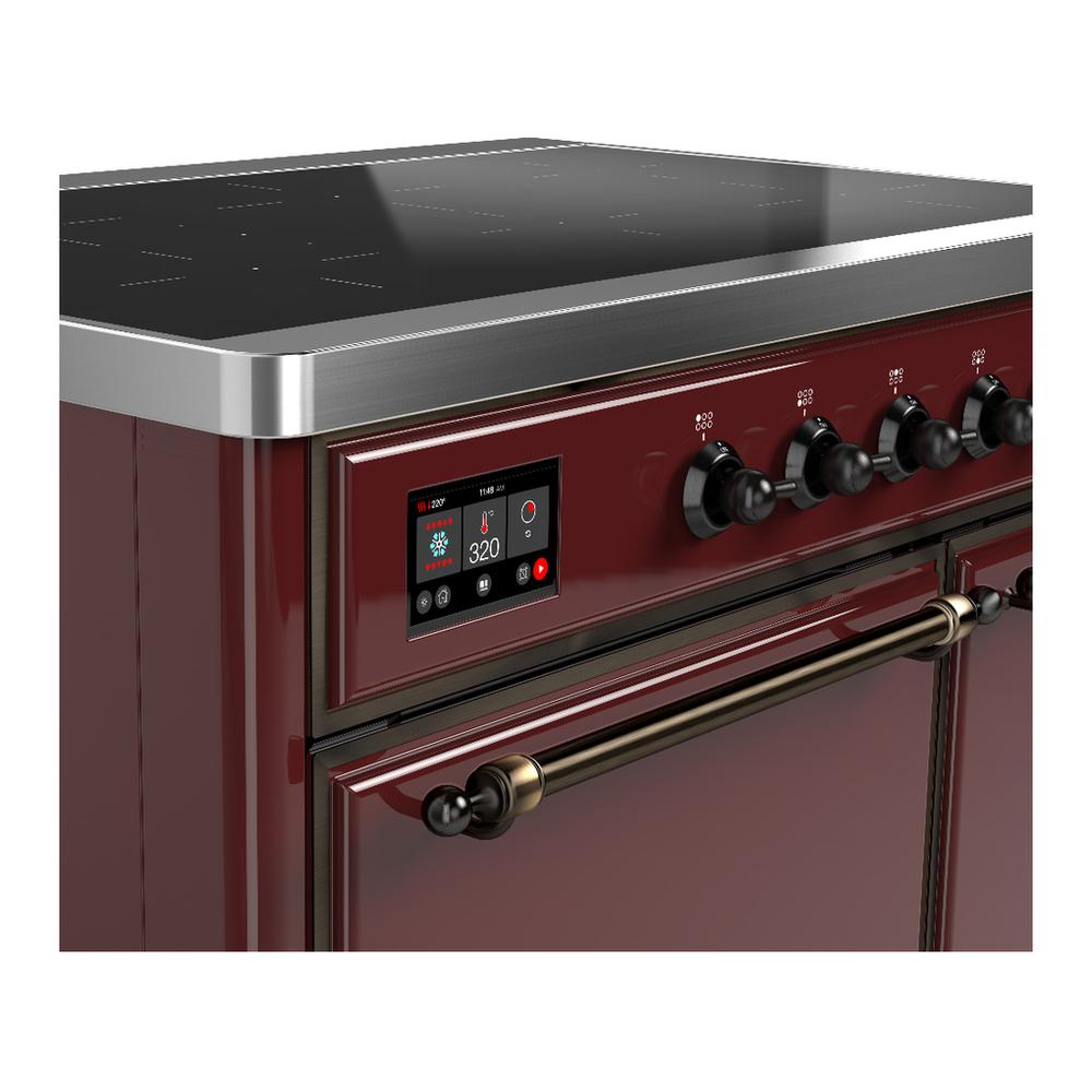 Ilve UMDIB40QNR3BUB Ilve Umdib40Qnr3Bub Majestic Iii 40 Inch Induction Range With 6 Elements, 3.82 Cu. Ft. Total Oven Capacity (Solid Door, Burgundy, Burnished)