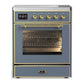 Ilve UMIB30NR3BGG Ilve Umib30Nr3Bgg Majestic Iii 30 Inch Induction Range With 4 Elements, 4 Cu. Ft. Oven Capacity (Triple Glass Door, Blue Grey, Brass)