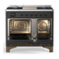 Ilve UMD40FNR3MGB Ilve Umd40Fnr3Mgb Majestic Iii 40 Inch Dual Fuel Range With 6 Burners And Griddle, Dual Function Burner Up To 25,000 Btu (Natural Gas, Triple Glass Door, Graphite Matte, Burnished)