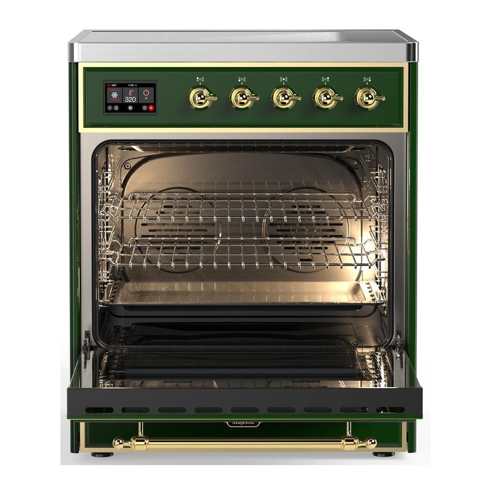Ilve UMIB30NR3EGG Ilve Umib30Nr3Egg Majestic Iii 30 Inch Induction Range With 4 Elements, 4 Cu. Ft. Oven Capacity (Triple Glass Door, Emerald Green, Brass)