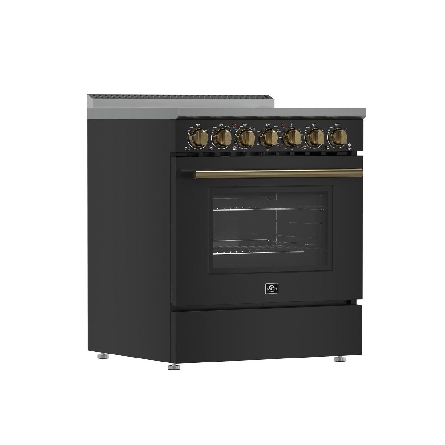 Forno FFSEL601130BLK Forno Paolo 30-Inch Freestanding Electric Range, Black, 4.38 Cu.Ft, True Convection Oven, Energy Efficient