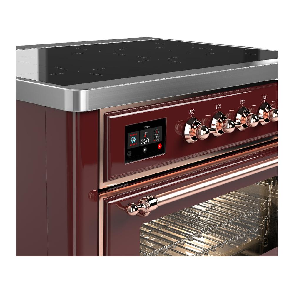 Ilve UMIB36NR3BUP Ilve Umib36Nr3Bup Majestic Iii 36 Inch Induction Range With 6 Elements, 3.5 Cu. Ft. Total Oven Capacity (Triple Glass Door, Burgundy, Copper)