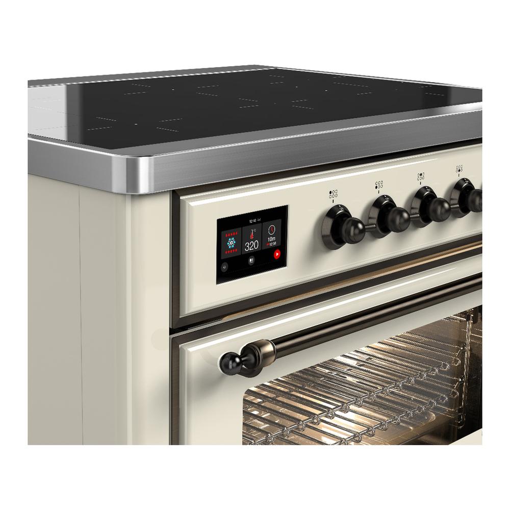 Ilve UMIB36NR3AWB Ilve Umib36Nr3Awb Majestic Iii 36 Inch Induction Range With 6 Elements, 3.5 Cu. Ft. Total Oven Capacity (Triple Glass Door, Antique White, Burnished)