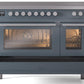 Ilve UPI486WMPBG Professional Plus Ii 48 Inch Electric Freestanding Range In Blue Grey With Trim