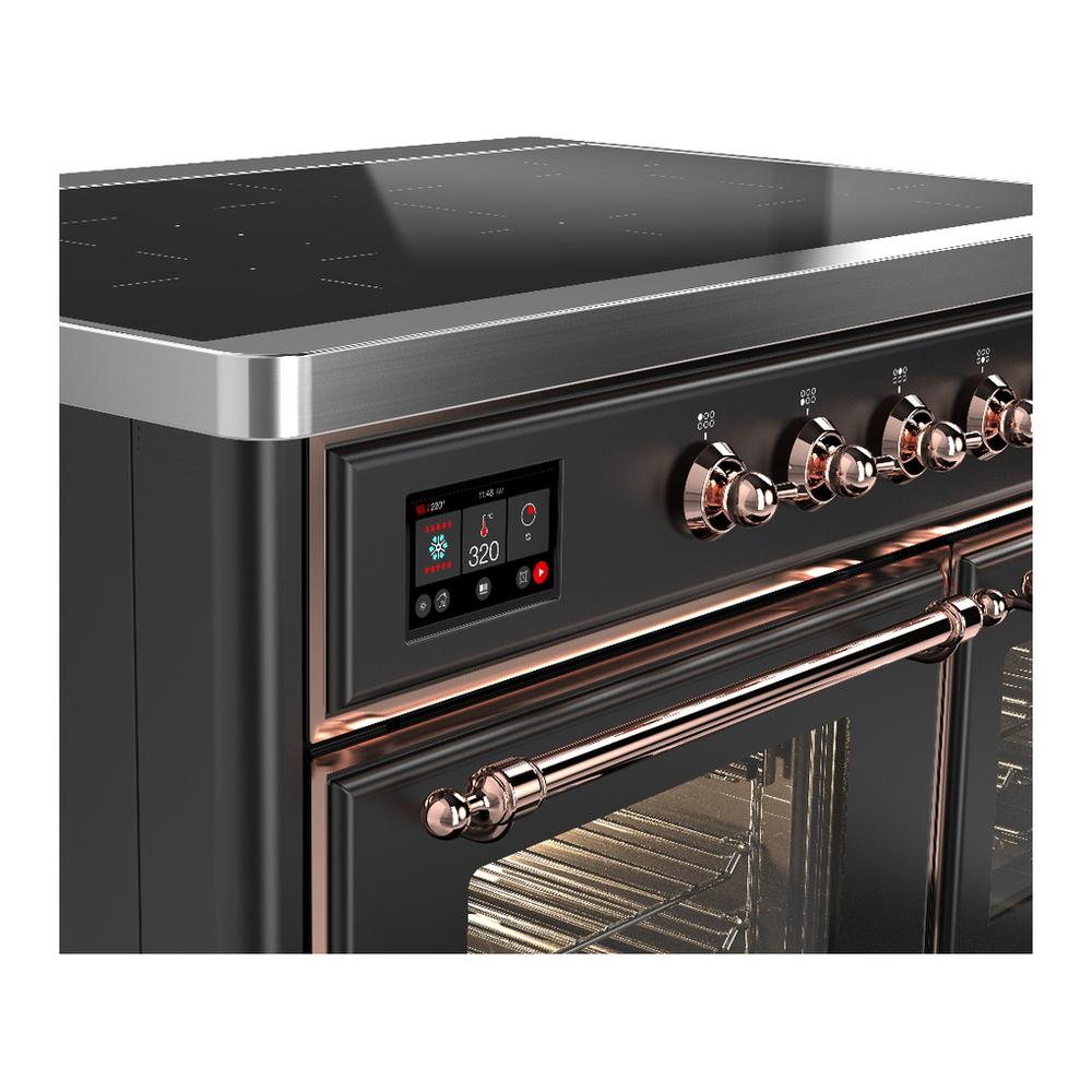 Ilve UMDIB40NR3MGP Ilve Umdib40Nr3Mgp Majestic Iii 40 Inch Induction Range With 6 Elements, 3.82 Cu. Ft. Total Oven Capacity (Triple Glass Door, Graphite Matte, Copper)