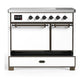 Ilve UMDIB40QNR3WHB Ilve Umdib40Qnr3Whb Majestic Iii 40 Inch Induction Range With 6 Elements, 3.82 Cu. Ft. Total Oven Capacity (Solid Door, White, Burnished)