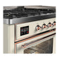 Ilve UM60FNR3AWP Ilve Um60Fnr3Awp Majestic Iii 60 Inch Dual Fuel Range With 9 Burners And Griddle, Dual Function Burner Up To 25,000 Btu (Natural Gas, Triple Glass Door, Antique White, Copper)