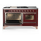 Ilve UM60FSNR3BUPLP Ilve Um60Fsnr3Buplp Majestic Iii 60 Inch Dual Fuel Range With 7 Burners, Griddle And French Top, Dual Function Burner With Up To 25,000 Btu (Liquid Propane, Triple Glass Door, Burgundy, Copper)