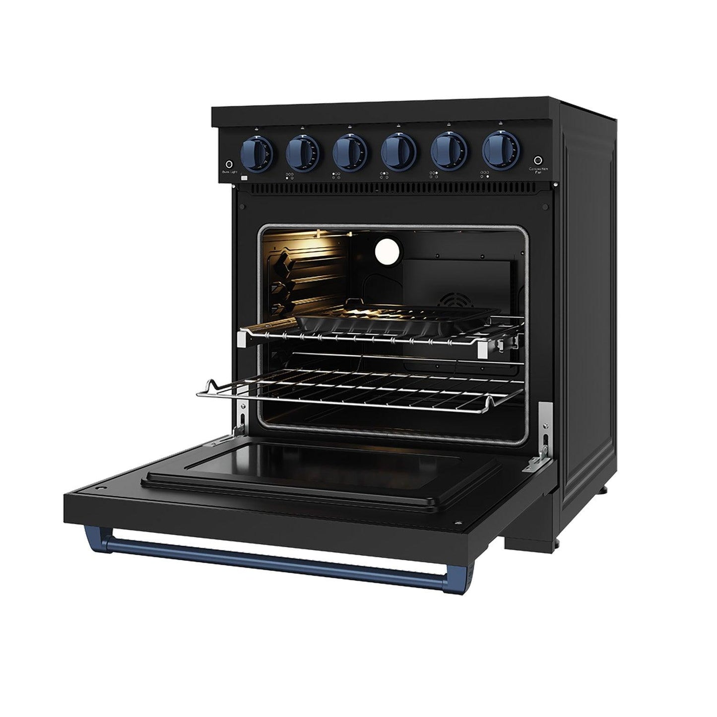 Thor Kitchen RSE30PBBLU 30 Inch Professional Electric Range With Precision Knob Control In Black And Blue Gordon Ramsay Series