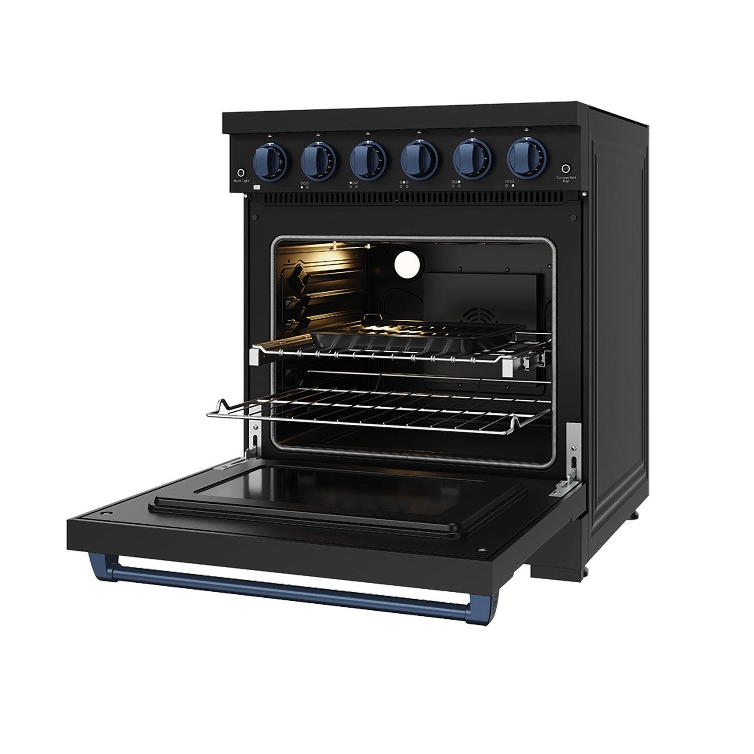Thor Kitchen RSE30PBBLU 30 Inch Professional Electric Range With Precision Knob Control In Black And Blue Gordon Ramsay Series